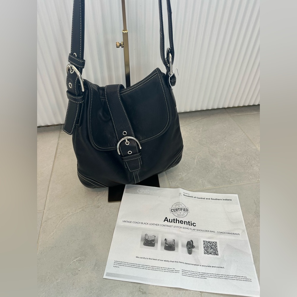 Vintage Coach Soho Black Leather Shoulder Bag | Authenticated